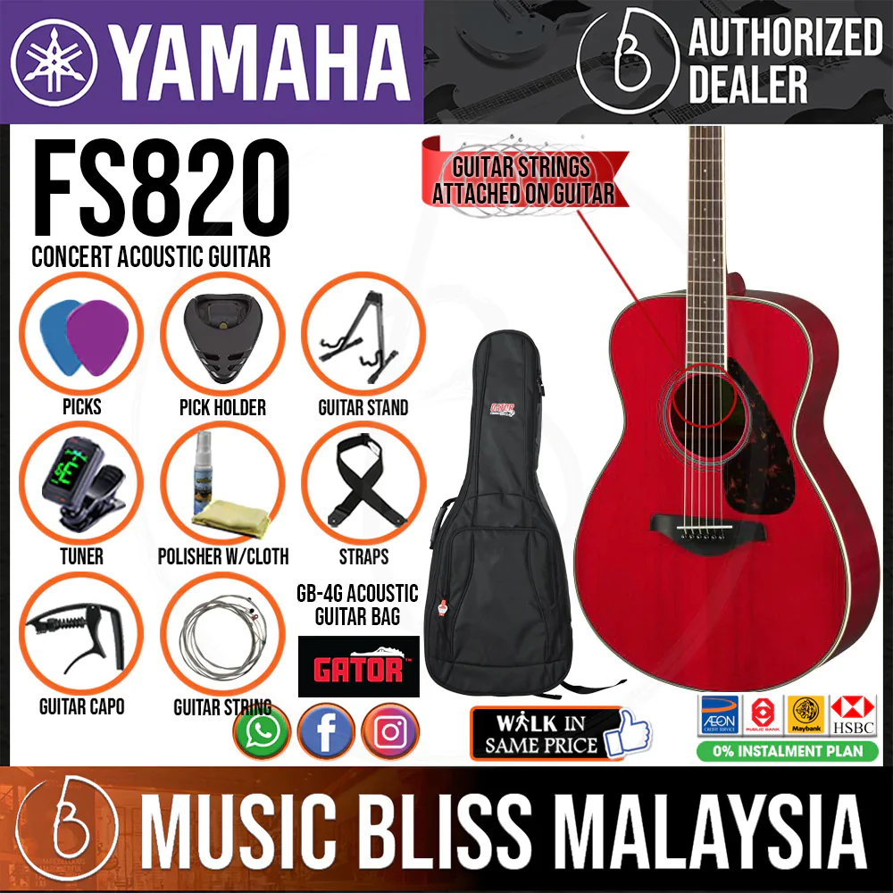 Yamaha FS820 Concert Acoustic Guitar - Image 3