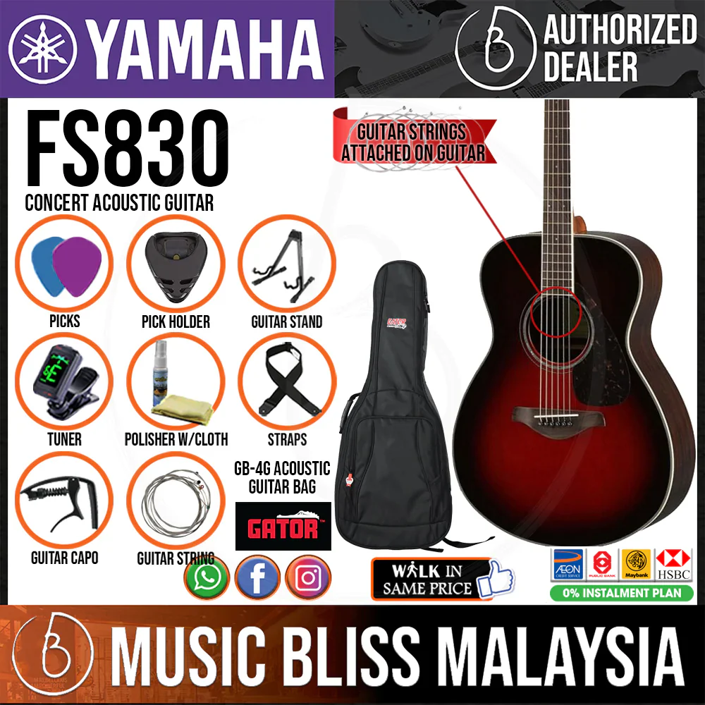 Yamaha FS830 Concert Acoustic Guitar - Image 2