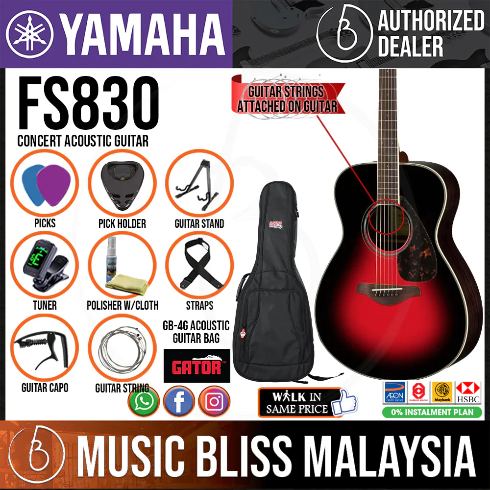 Yamaha FS830 Concert Acoustic Guitar - Image 3