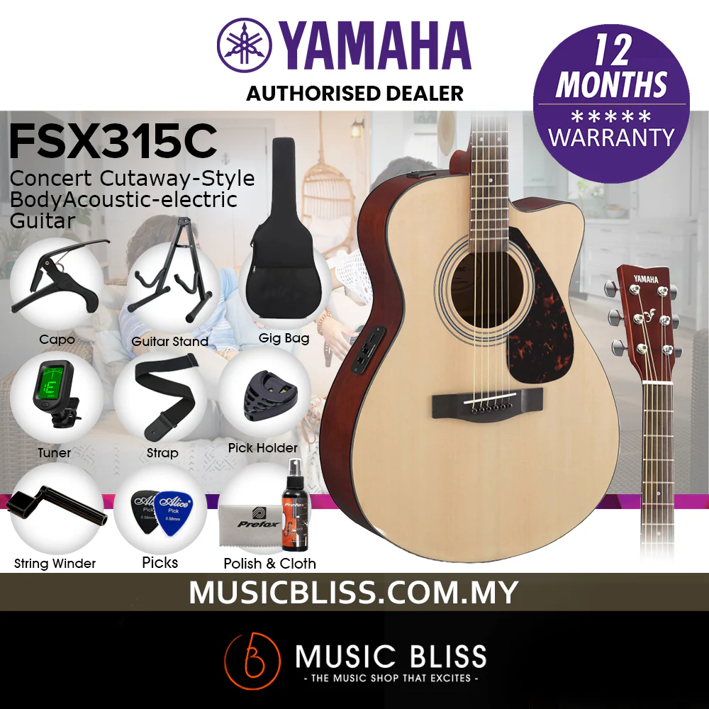 Yamaha FSX315C Concert Cutaway Acoustic-Electric Guitar - Image 2