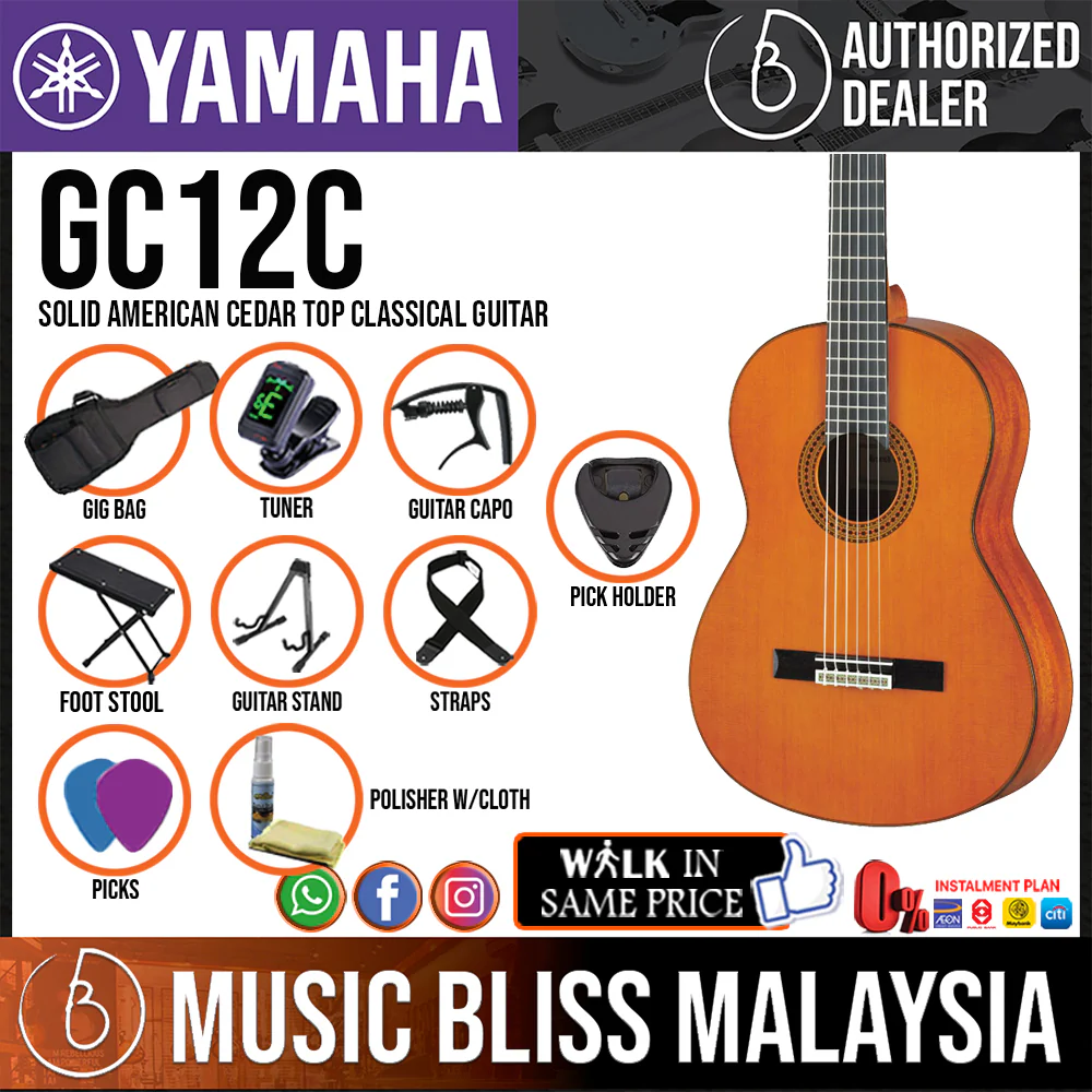 Yamaha GC12C Solid American Cedar Top Classical Guitar - Image 2