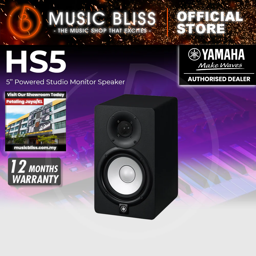 Yamaha HS5 5 inch Powered Studio Monitor Speaker - Black