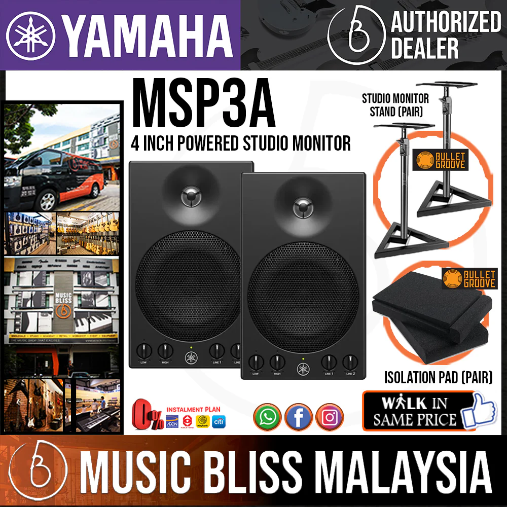 Yamaha MSP3A 4 inch Powered Studio Monitor - Pair - Image 2