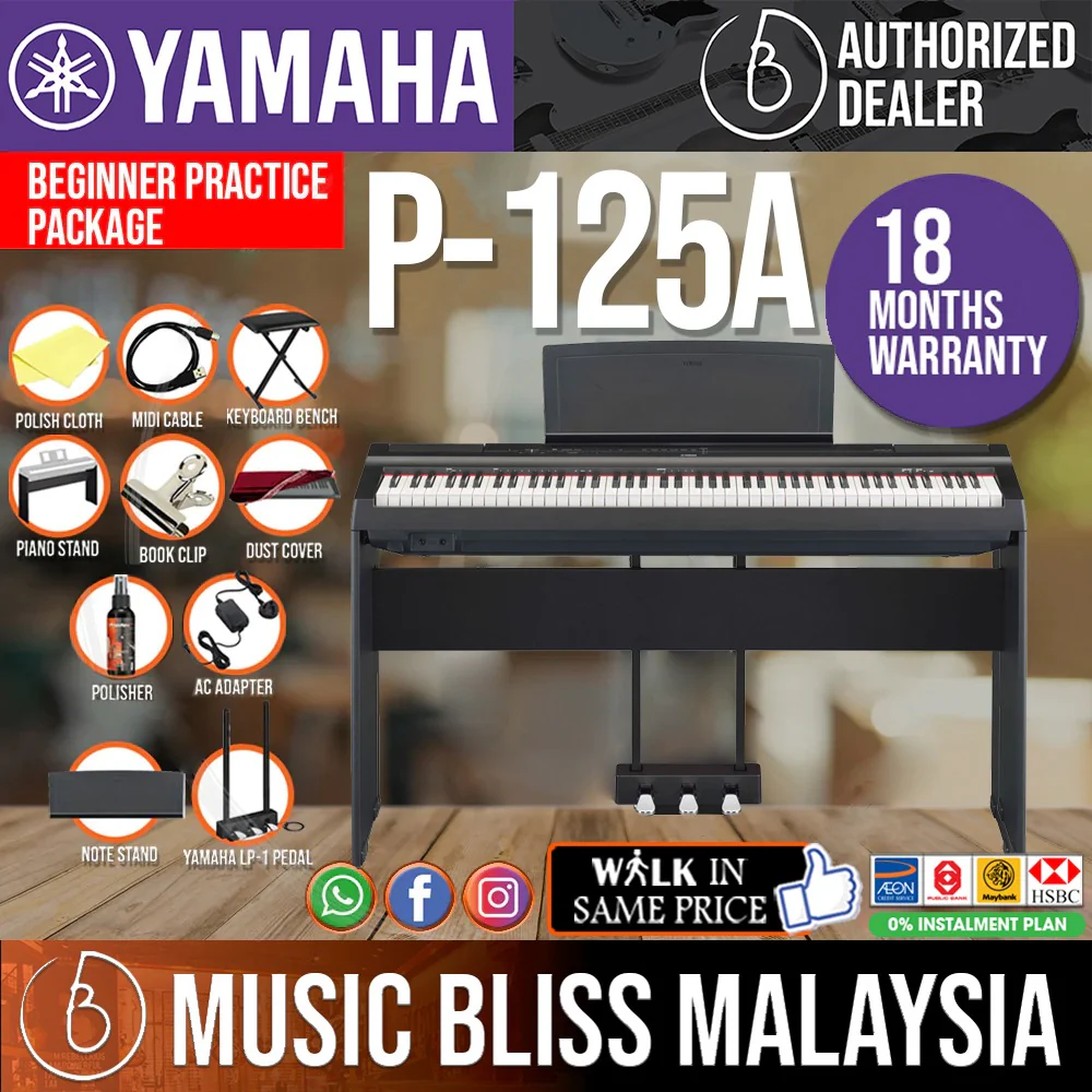 Yamaha P125A 88-Keys Digital Piano with Keyboard Bench - Image 3