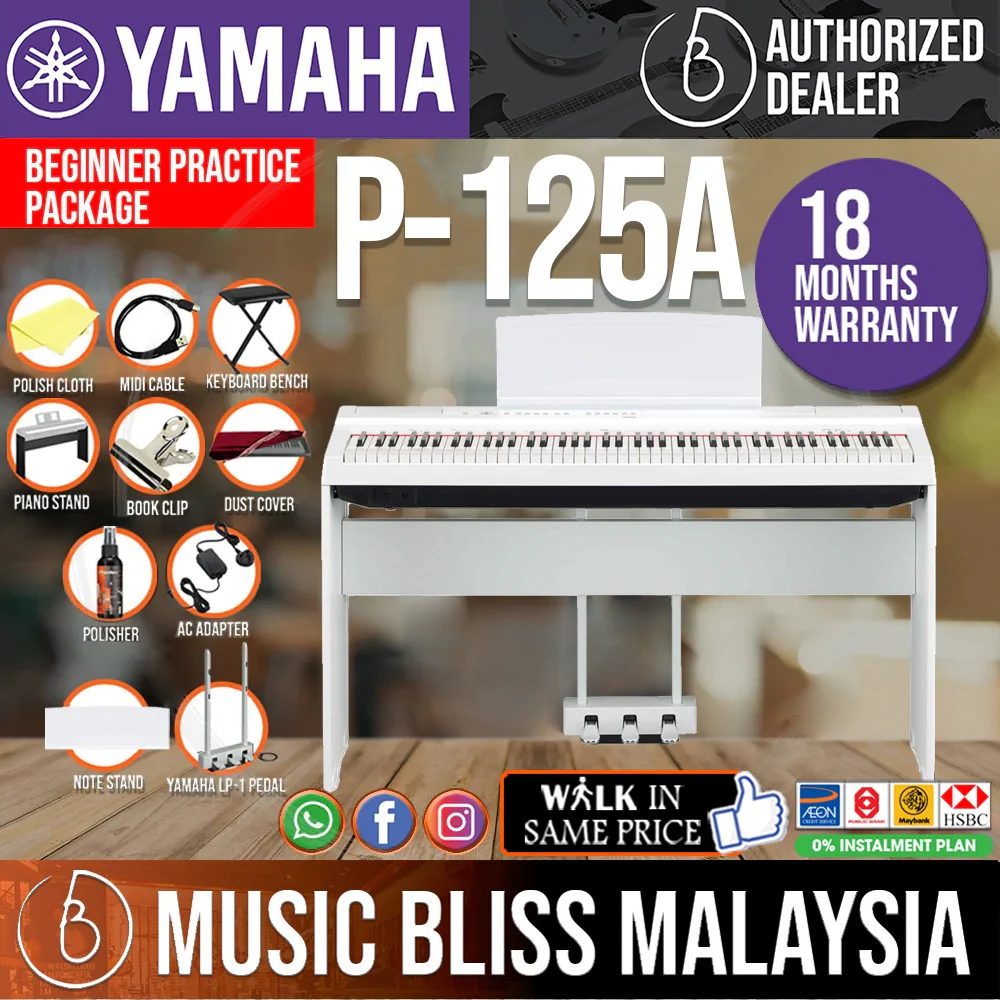 Yamaha P125A 88-Keys Digital Piano with Keyboard Bench - Image 4