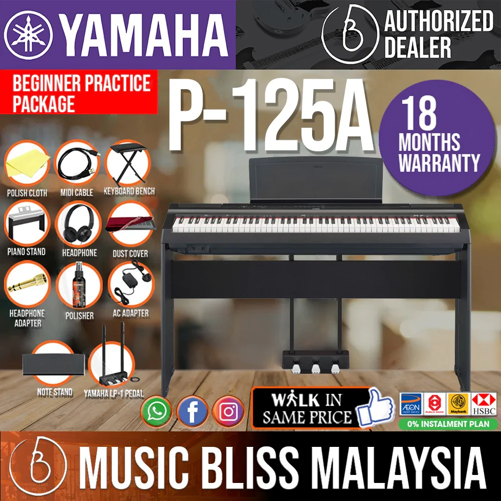 Yamaha P125A 88-Keys Digital Piano with Keyboard Bench - Image 5
