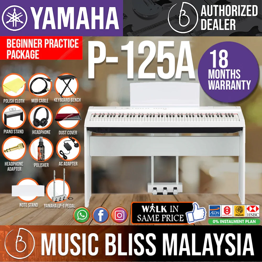 Yamaha P125A 88-Keys Digital Piano with Keyboard Bench - Image 6