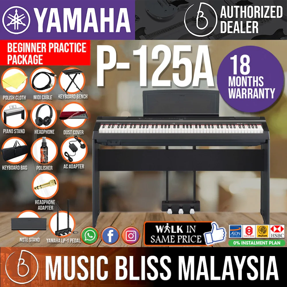 Yamaha P125A 88-Keys Digital Piano with Keyboard Bench - Image 7