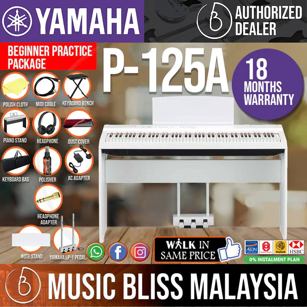 Yamaha P125A 88-Keys Digital Piano with Keyboard Bench - Image 8