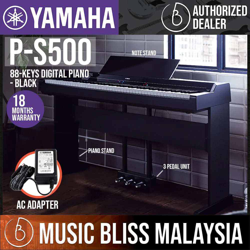 Yamaha P-S500 88-Keys Digital Piano with Original Adapter - Black