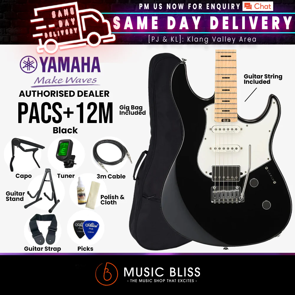 Yamaha PACS+12M Pacifica Standard Plus Electric Guitar, Maple Fingerboard - Black