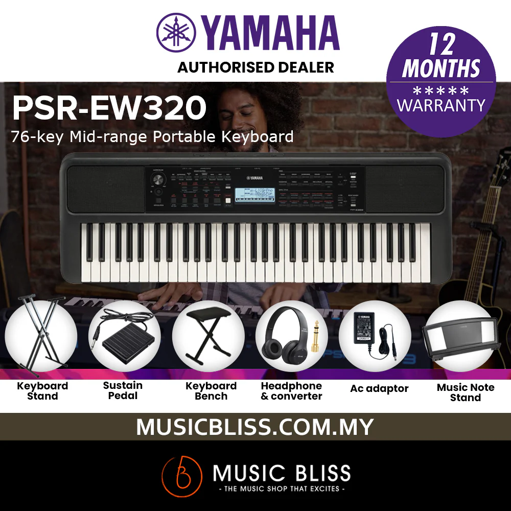 Yamaha PSR-EW320 76-key Portable Keyboard with Original Adapter - Image 2