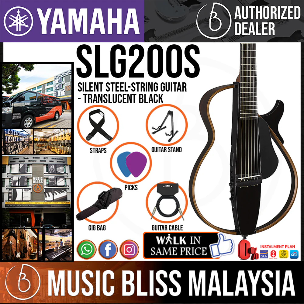 Yamaha SLG200S Silent Guitar Package, Steel-string - Translucent Black