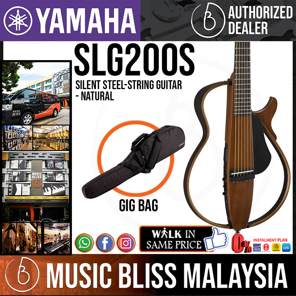 Yamaha SLG200S Silent Guitar with FREE Bag, Steel-string - Natural