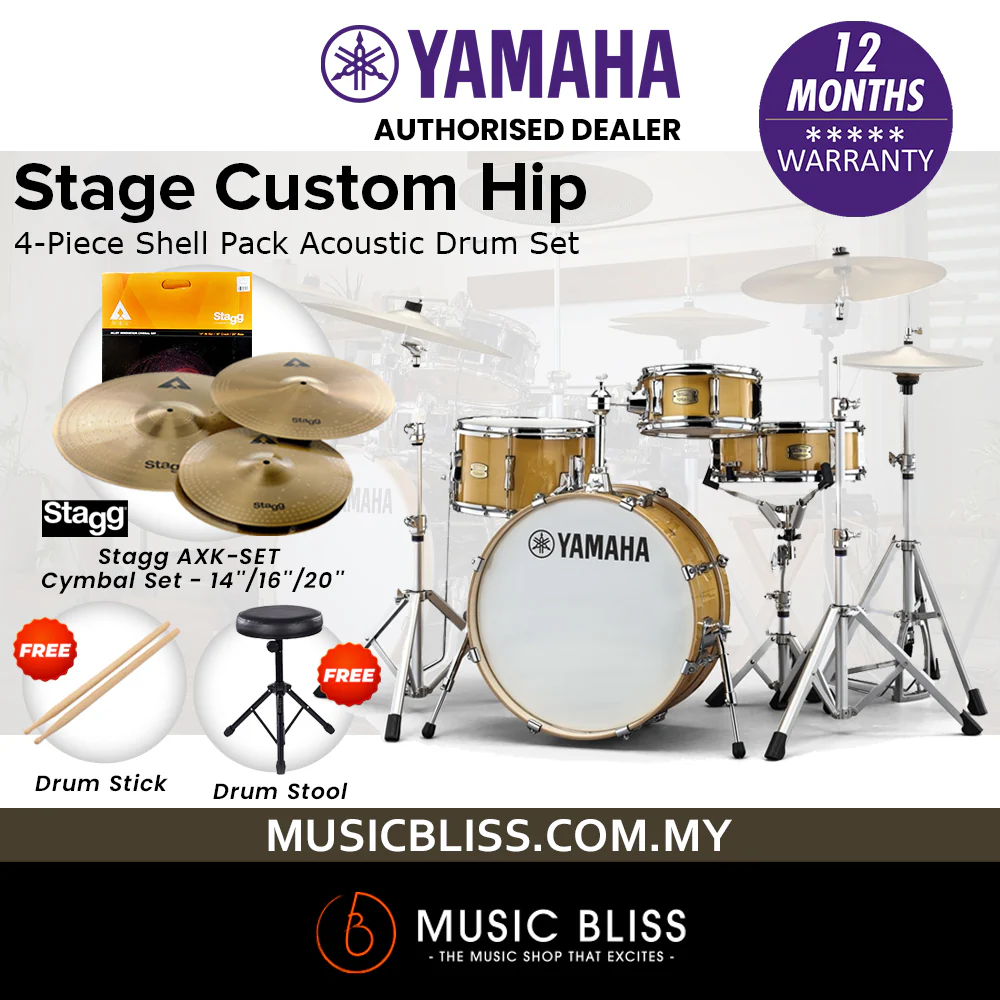 Yamaha Stage Custom Hip 4-Piece Shell Pack - Natural Wood - Image 2