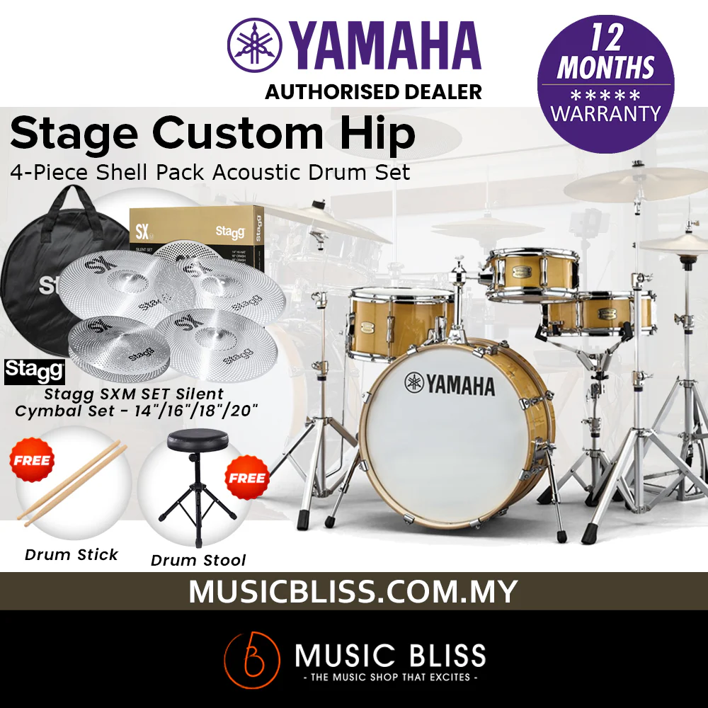 Yamaha Stage Custom Hip 4-Piece Shell Pack - Natural Wood - Image 3