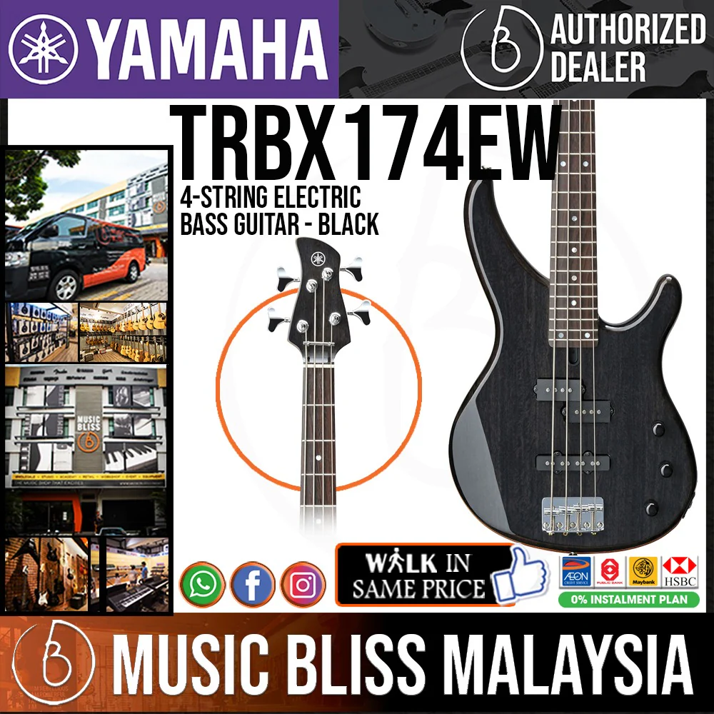 Yamaha TRBX174EW 4-string Electric Bass Guitar - Black