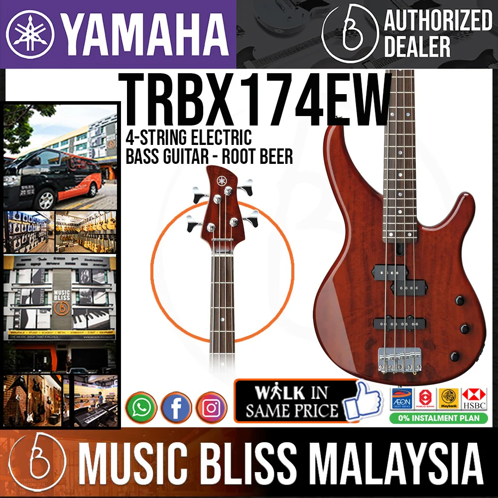 Yamaha TRBX174EW 4-string Electric Bass Guitar - Root Beer