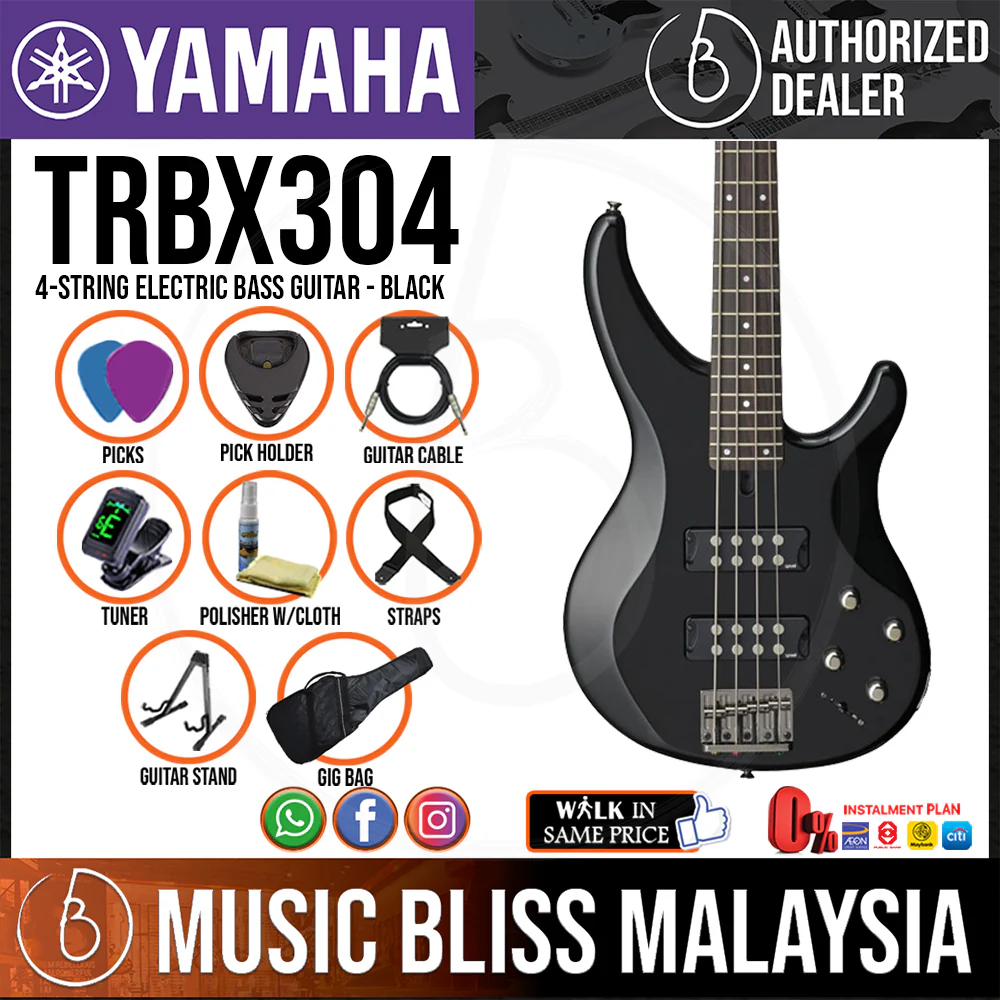 Yamaha TRBX304 4-string Electric Bass Guitar - Black - Image 2