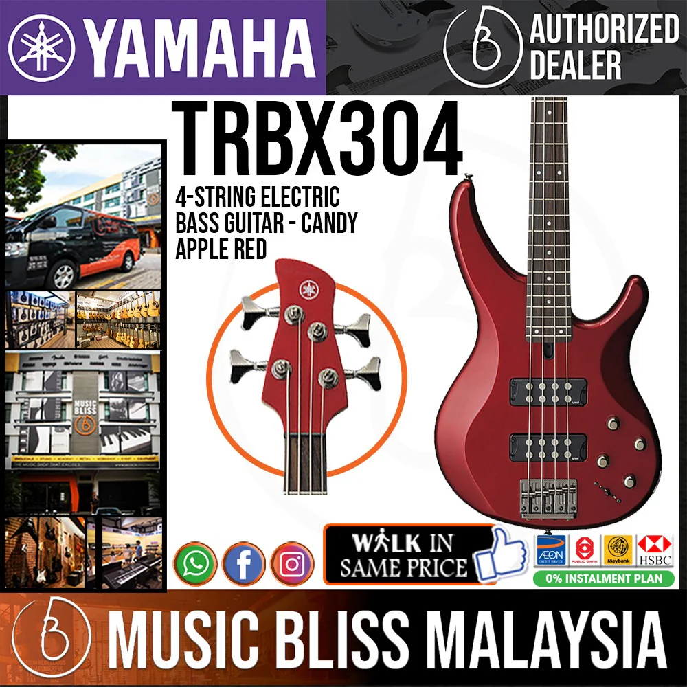 Yamaha TRBX304 4-string Electric Bass Guitar - Candy Apple Red