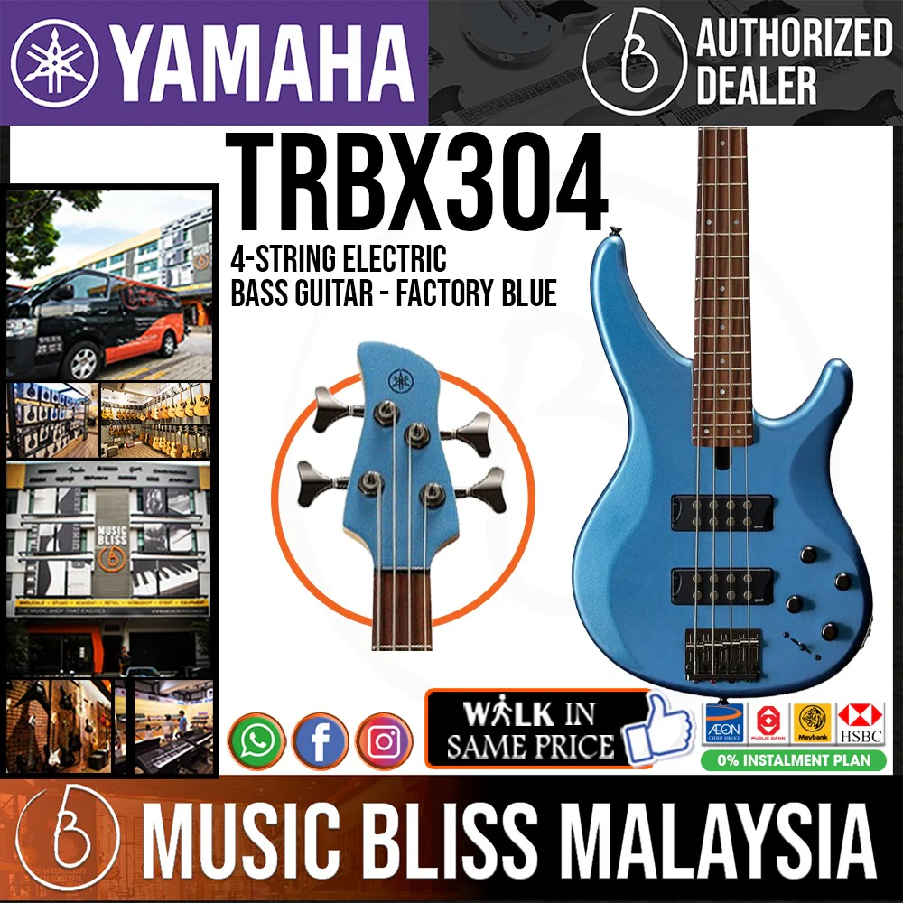 Yamaha TRBX304 4-string Electric Bass Guitar - Factory Blue
