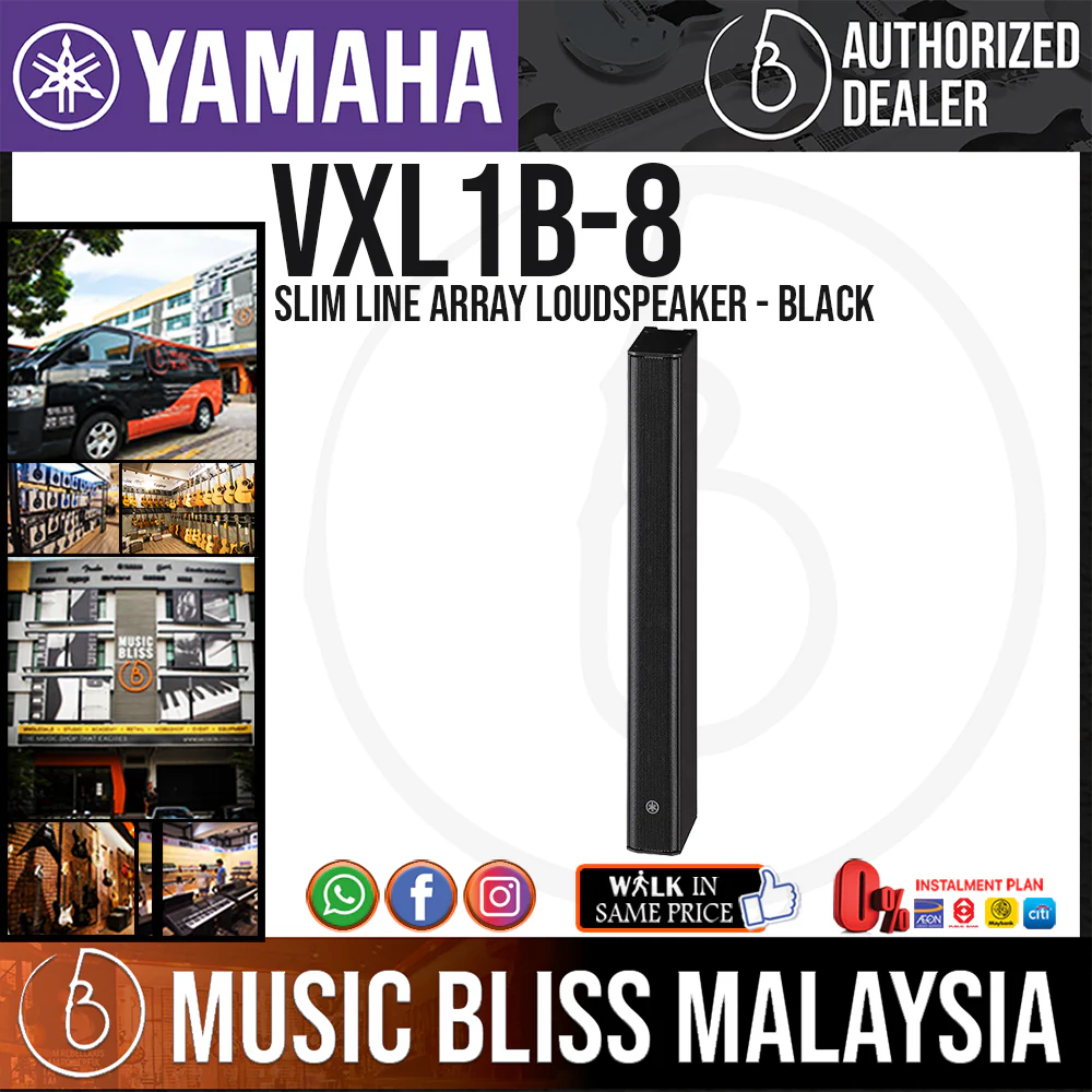 Yamaha VXL1B-8 Slim Line Array Loudspeaker with 8 x 1.5” Drivers - Black